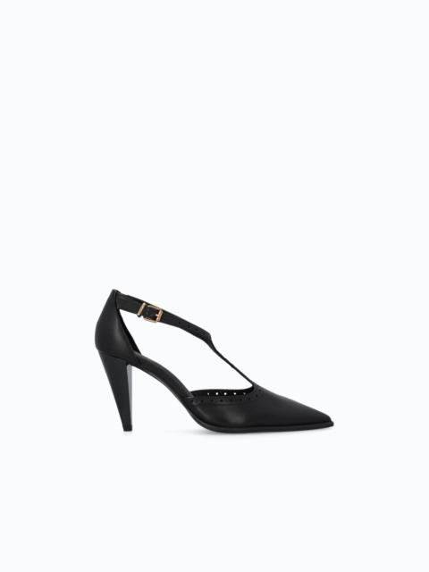 PINKO LEATHER T-STRAP PUMPS WITH HIGH HEEL