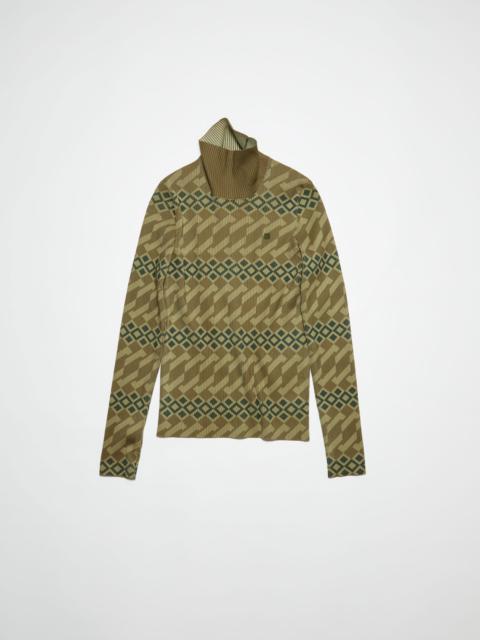 Acne Studios Printed turtle neck jumper - Khaki beige/wheat beige