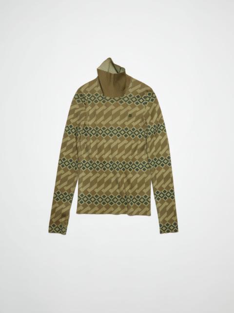 Printed turtle neck jumper - Khaki beige/wheat beige