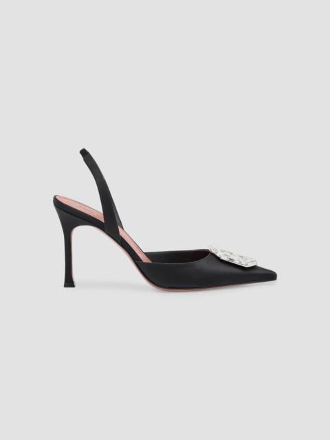 Amina Muaddi Women's Camelia 90MM Embellished Satin Slingback Pumps - Black