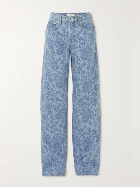Floral-print wide-leg jeans