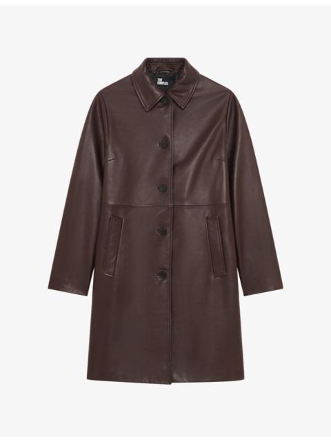 The Kooples Collared Straight-Cut Leather Jacket