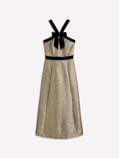 BODEN Halter Fit & Flare Gold Dress-Gold