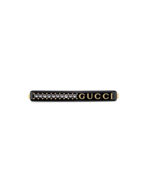 GUCCI logo-print crystal-embellished hair clip