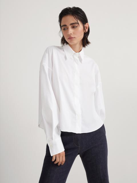 Stretch cotton poplin shirt with monili