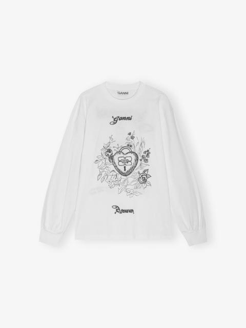 GANNI WHITE RE-CUT HEAVY LONG SLEEVE T-SHIRT
