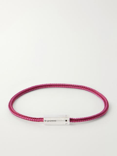le gramme 5g Sterling Silver Woven Cord Bracelet Burgundy