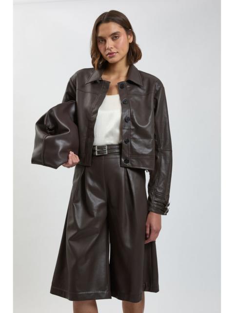 KAREN MILLEN Faux Leather Tab Detail Bomber