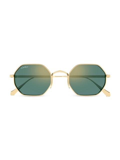 Cartier Men's C de 24K-Gold-Plated Titanium Geometrical Sunglasses - Gold Green