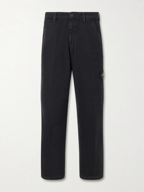 Stone Island Logo-Appliquéd Straight-Leg Cotton-Canvas Trousers