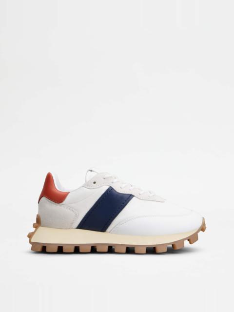 Tod's SNEAKERS TOD’S 1T IN LEATHER AND FABRIC - WHITE, BLUE, ORANGE