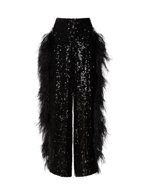LAPOINTE Sequin Relaxed Trouser with Feathers