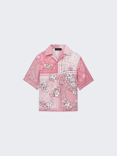 AMIRI Bandana Floral Bowling Shirt Flamingo Pink