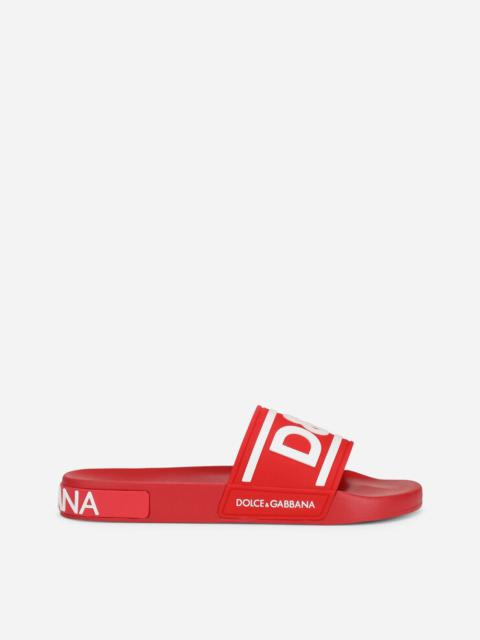 Dolce & Gabbana Rubber beachwear sliders with DG logo