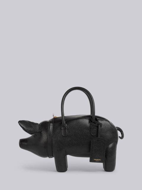 Thom Browne Black Pebbled Calfskin Pig Bag
