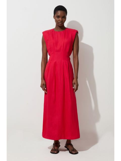 KAREN MILLEN Viscose Linen Woven Pintuck Midi Dress