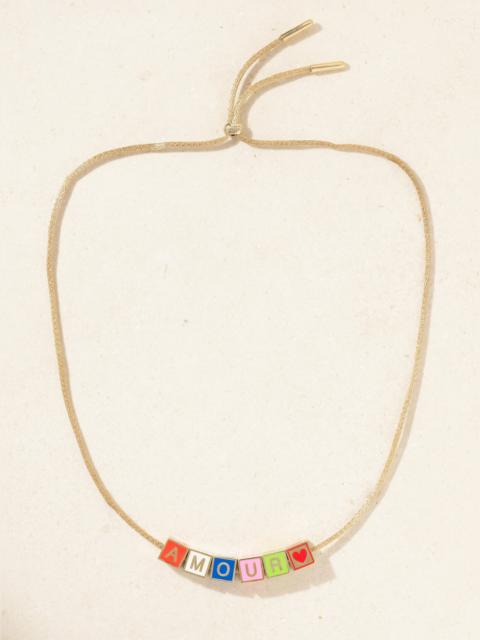 LAUREN RUBINSKI Amour 14-karat Gold And Enamel Necklace