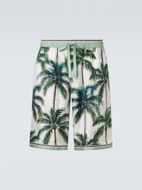 Dolce & Gabbana Printed silk twill shorts