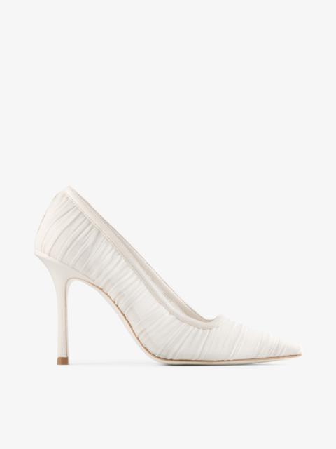 JIMMY CHOO Lotta 100
Ivory Tulle and Nappa Pumps