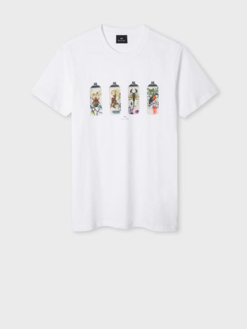 Paul Smith Slim-Fit White 'Spray Cans' Print T-Shirt