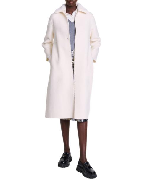 maje Wool coat with removable collar in Ecru at Nordstrom