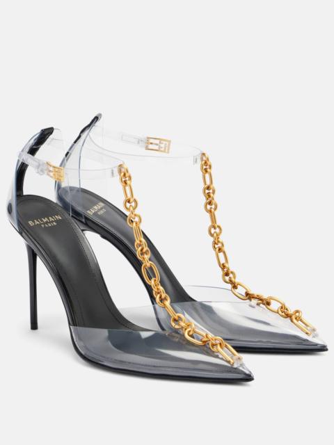 Balmain Chain-detail PVC slingback pumps