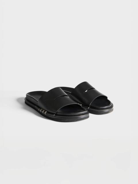 JW Anderson MENS FUSSBETT LOAFER LEATHER SLIDES IN BLACK