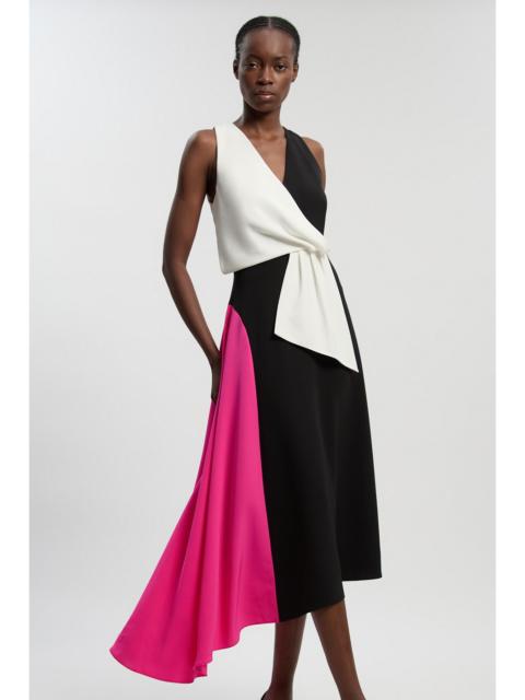 KAREN MILLEN Petite Soft Tailored Colour Block Detail Midi Dress