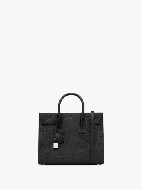 SAINT LAURENT SAC DE JOUR IN CROCODILE-EMBOSSED LEATHER - SMALL