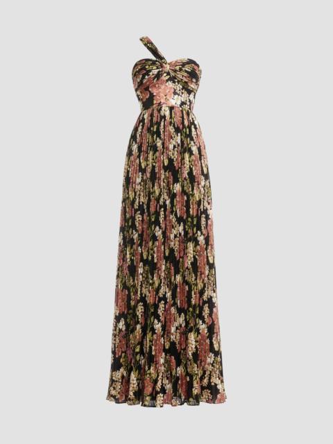 Dress The Population Women's Idalia Floral One-Shoulder Gown - Black Multi