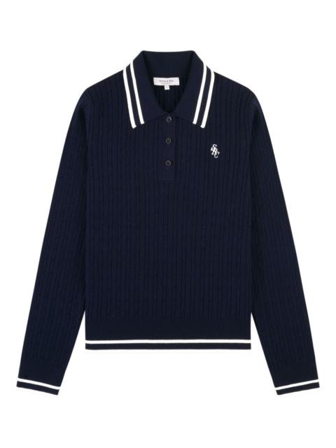 Sporty & Rich cable-knit striped polo shirt