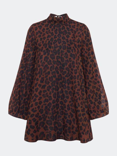 SIMONMILLER Joplin Chiffon Mini Dress In Choco Brown Leopard