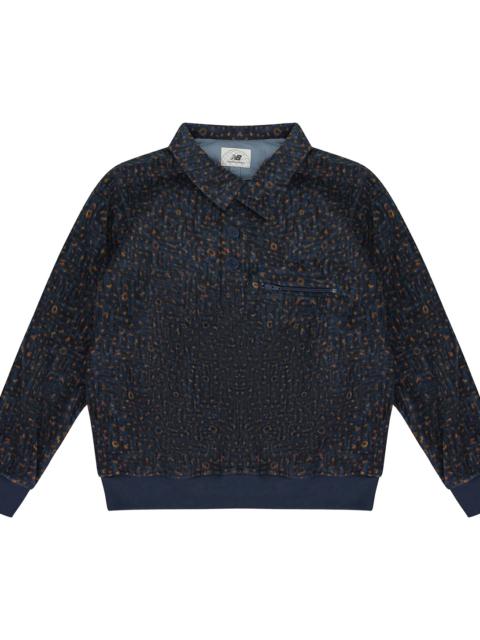 AIMÉ LEON DORE NEW BALANCE FLEECE POPOVER WORK JACKET "BLACK" NB23WJ004 GEO PATTERN