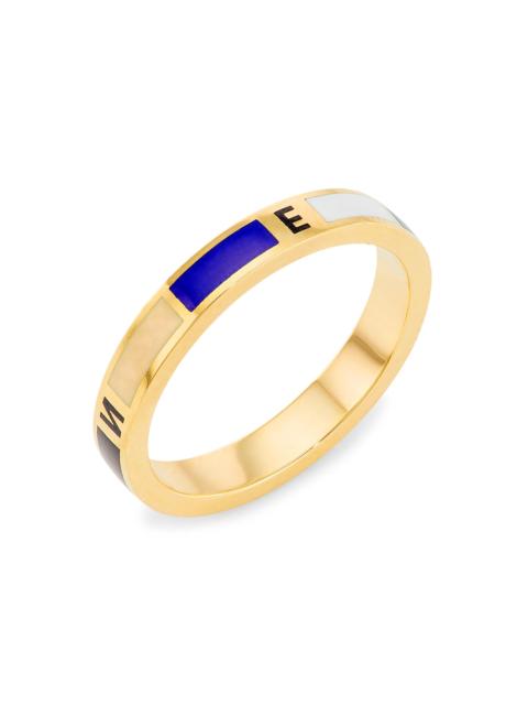 FOUNDRAE Women's Internal Compass 18K Yellow Gold & Enamel Band Ring - Yellow Gold