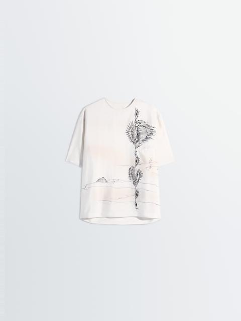 Lemaire BUTTON NECK TOP IN SHELL PRINTED SILK