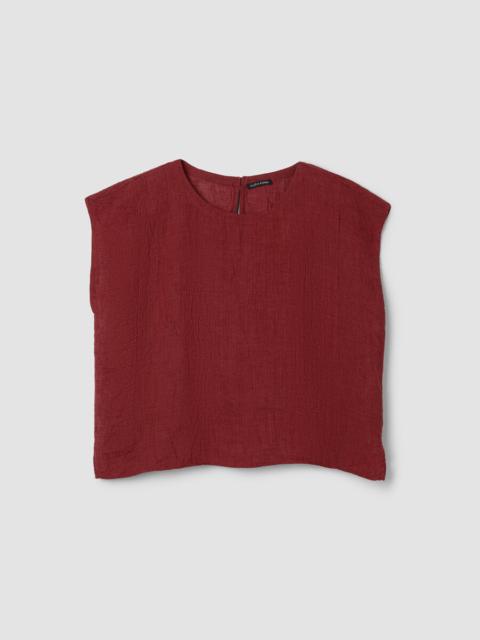 EILEEN FISHER Puckered Organic Linen Stripe Square Top