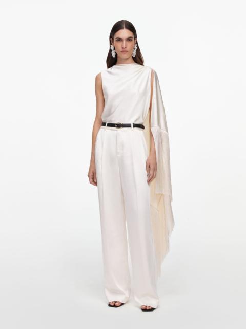 self-portrait Cream Satin Trousers