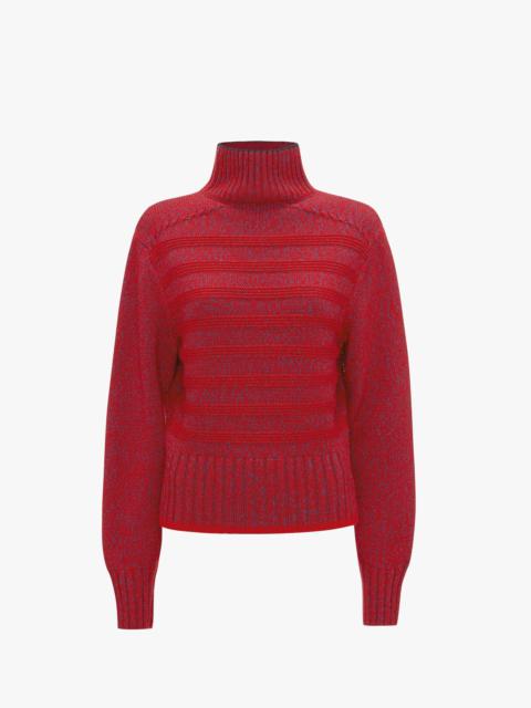 Victoria Beckham Ribbed Detail Polo Neck In Red