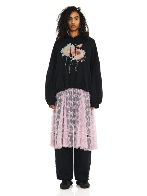 Collina Strada BLACK FLOWER DREAM GATHERED HOODIE