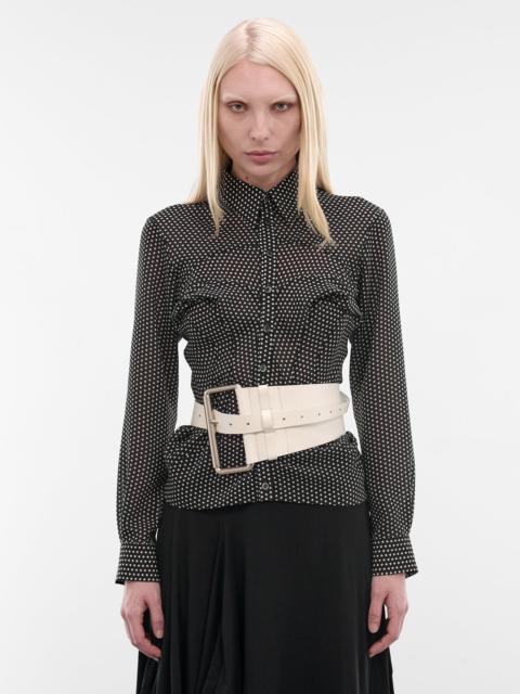 VAQUERA White Leather Equestrian Belt