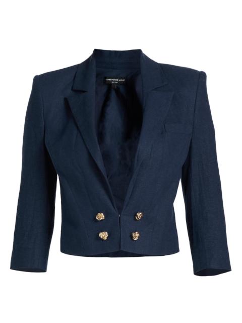 GENERATION LOVE Women's Emmeline Linen Crop Blazer - French Navy