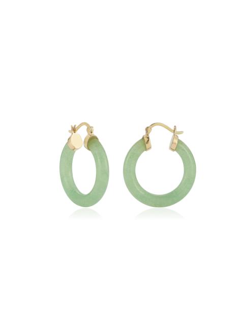 MATEO 14K Yellow Gold Jade Hoop Earrings lime green