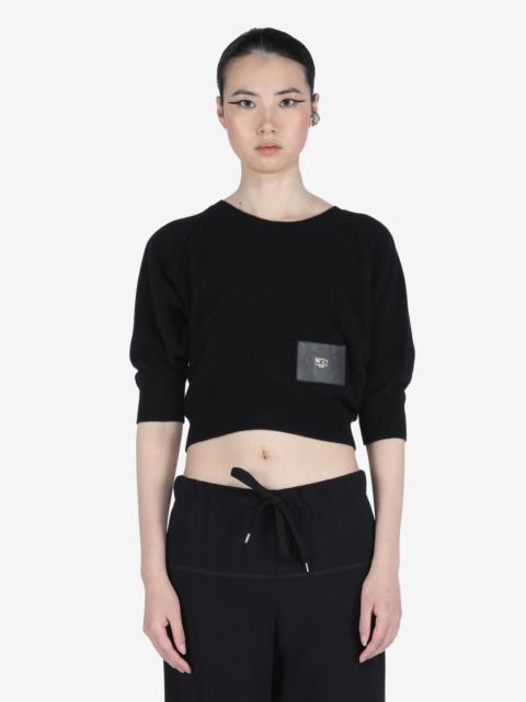 N°21 LOGO-PATCH CROPPED SWEATER