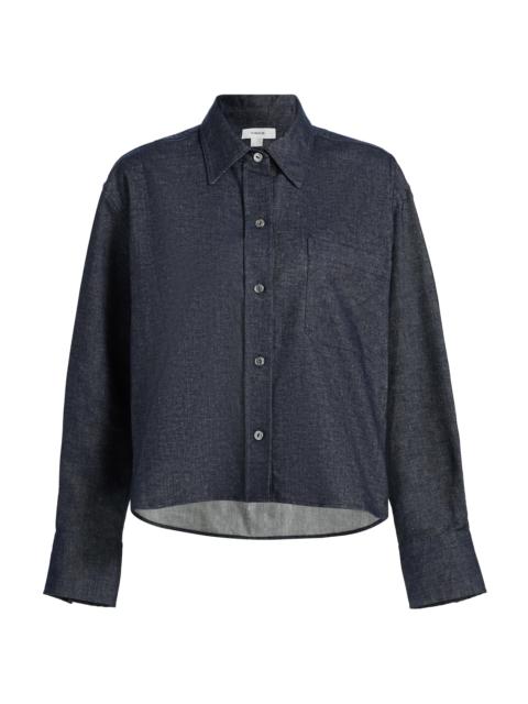 Vince Women's Chambray Cotton-Linen Crop Shirt - Indigo