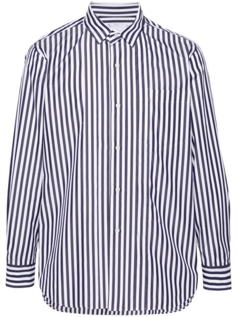 pintuck-detailing striped shirt