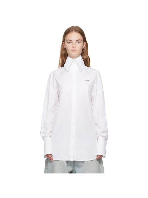 We11done White High-Neck Collar Shirt