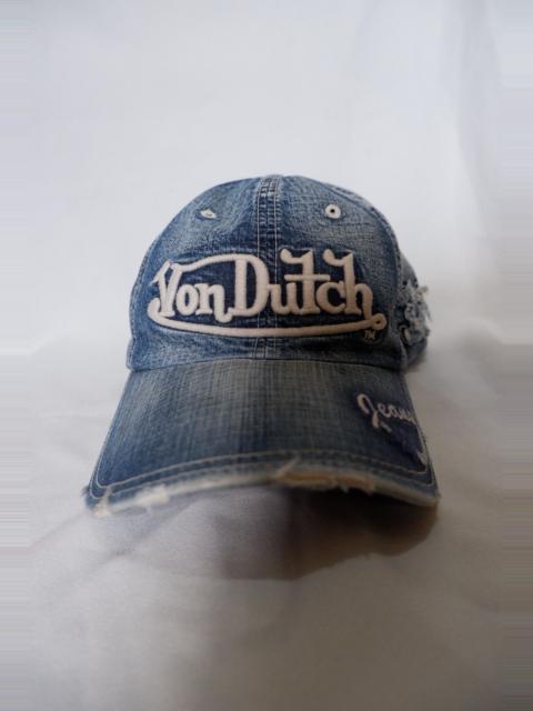 Other Designers Y2K Von Dutch Distressed Denim Strapback Hat