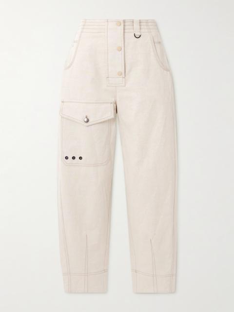Moncler Grenoble Eyelet-embellished Cotton And Linen-blend Canvas Tapered Cargo Pants