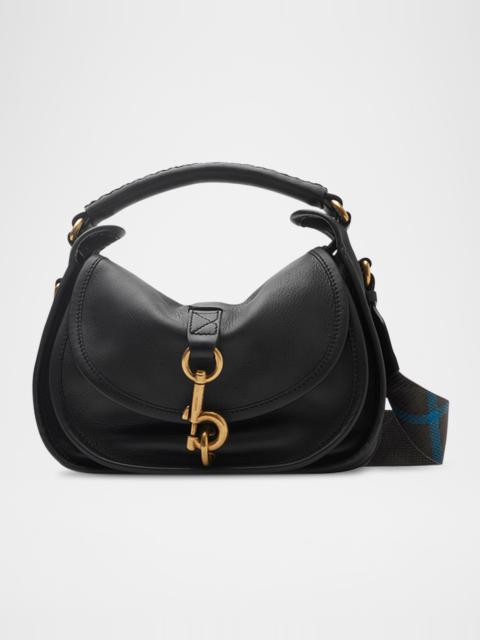 Small Clip Leather Messenger Bag