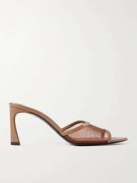 Victoria Beckham Embellished Leather-trimmed Mesh Mules